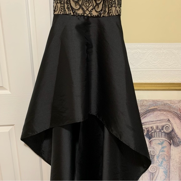 Crystal Doll Black /Beige Sequined High Low Formal Dress Size 0 - Picture 13 of 14
